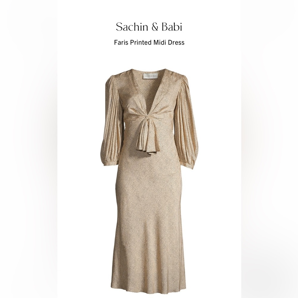 Sachin & Babi NWT Cream/Black Dot Faris MIDI Dress